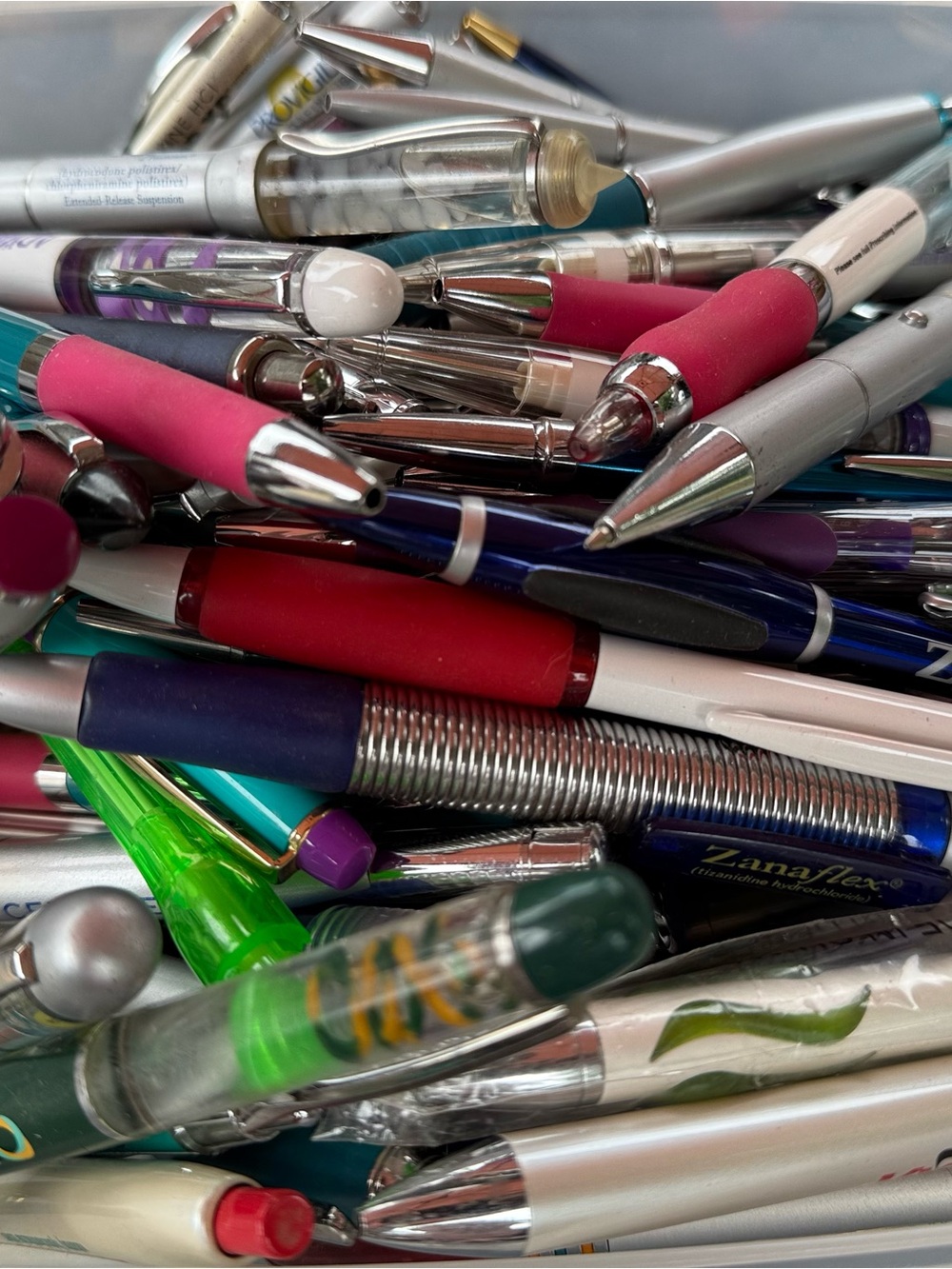 Assorted Ballpoint pharmaceutical Pens Collection - Pink, Red, Blue, Green